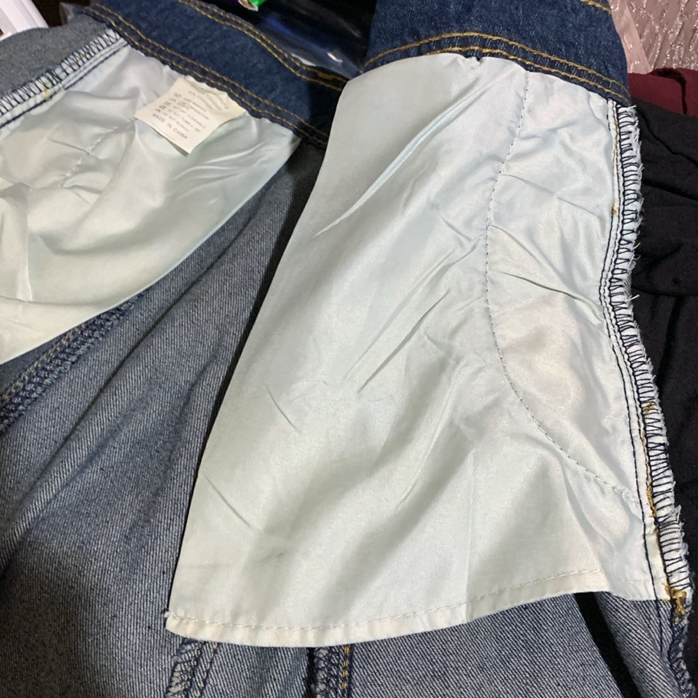 Tanming Long Midi Jean Skirt L Blue A-Line Full Front Zipper with Buttons Cotton - Picture 12 of 14